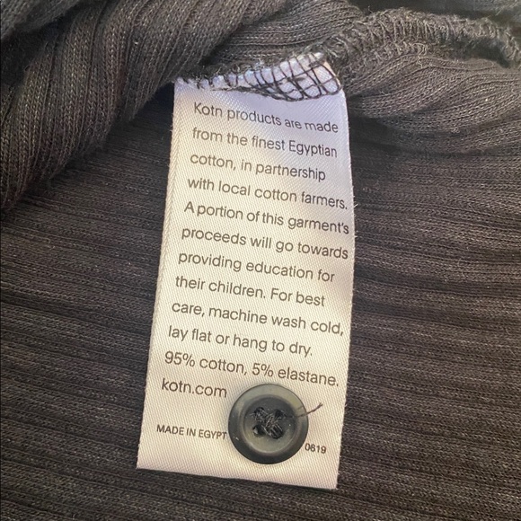 KOTN black cotton ribbed button down quarter polo top in size S - Picture 5 of 5